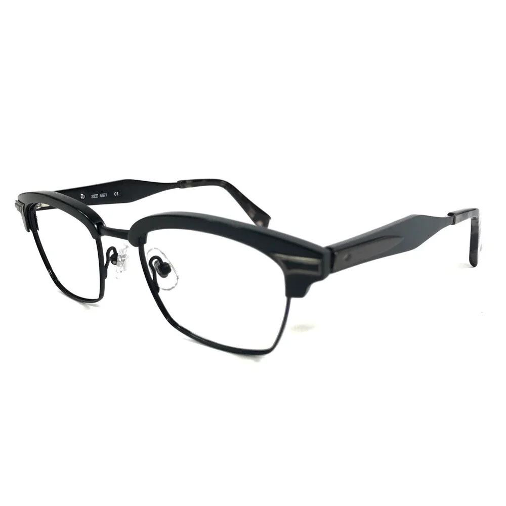 Vintage See Eyeglasses Frames 4621 C1 Shiny Black Rectangle Full Rim 49-20-145